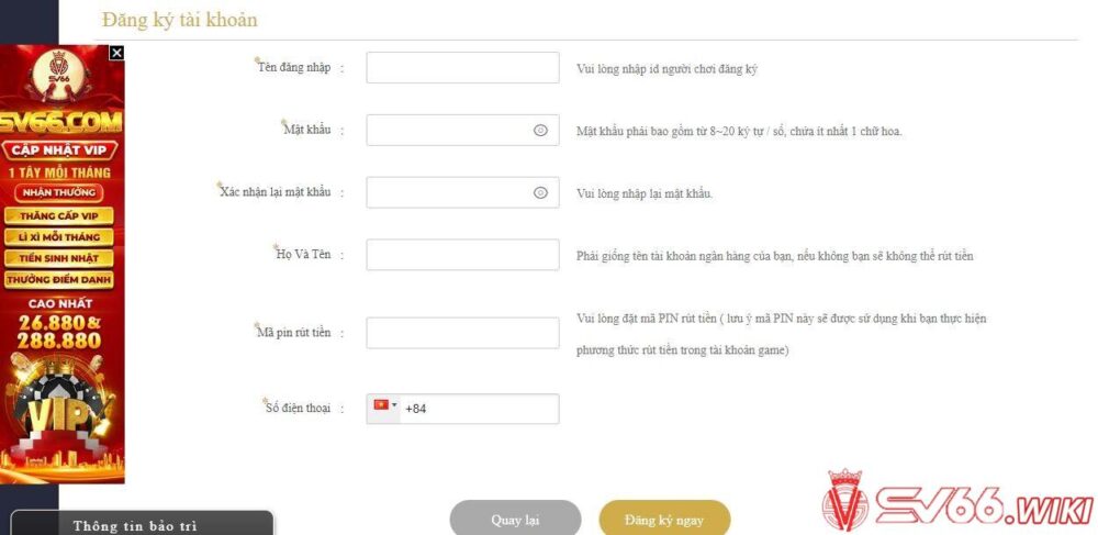 Anh em tạo tài khoản cá cược tại SV66 