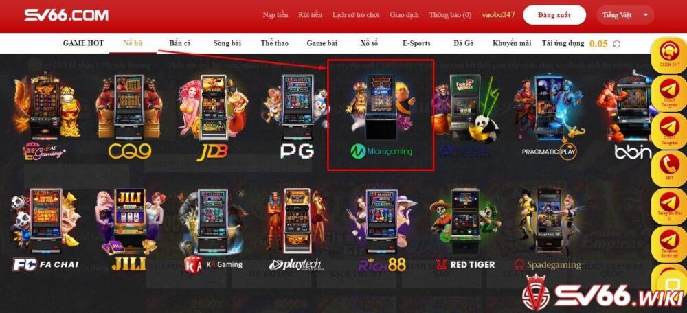 Microgaming SV66 là sảnh nổi bật nhữnga sản phẩm game slot trực tuyến