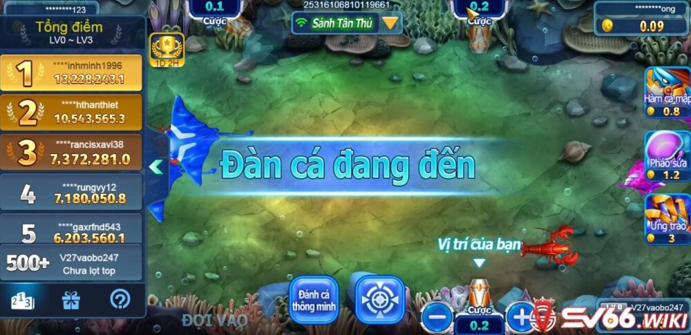 Giao diện khi vào game Dàn sao đánh cá của nhà cái SV66 